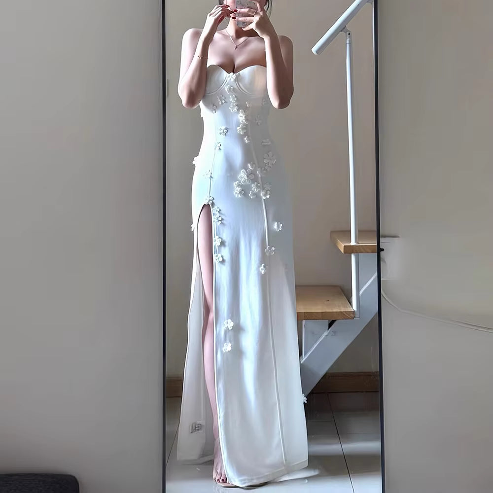 Elegant Square Neck Sleeveless Patchwork Solid Slimming Temperament Maxi Dresses