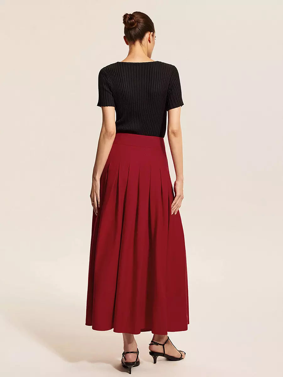 Elegant Square Neck Vest Top And Long Slit Skirt Two Piece Set