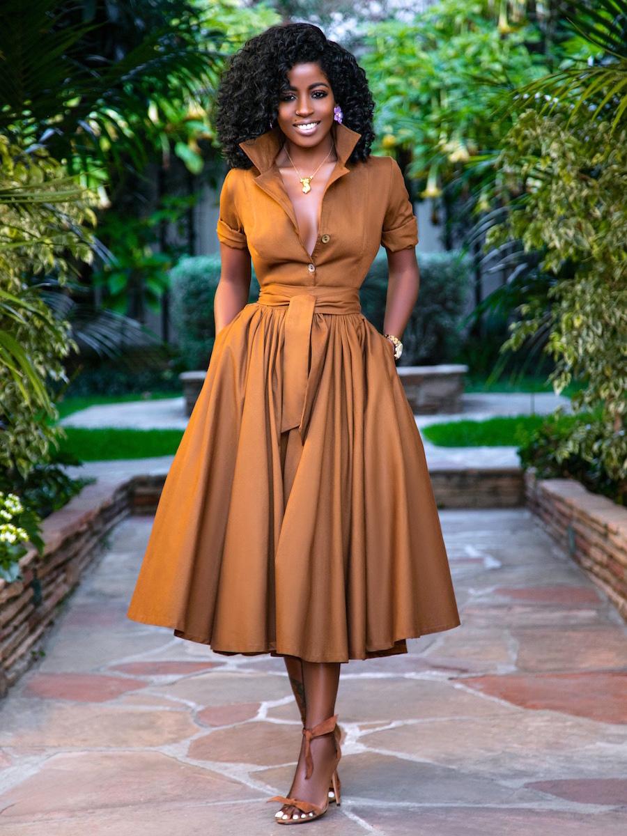 Elegant Stand Collar Sash Short Sleeves Layered Midi Shirt Dresses