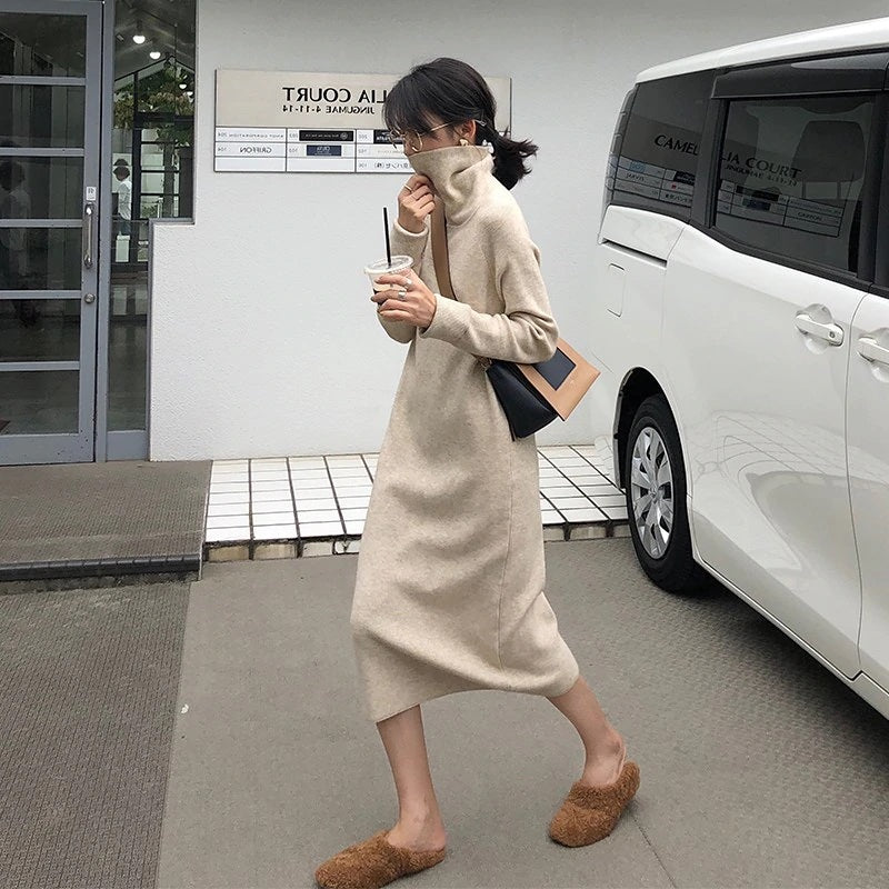 Elegant Straight Chic Warm Sweater Dress