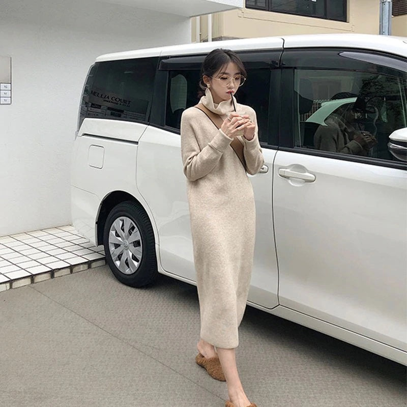 Elegant Straight Chic Warm Sweater Dress
