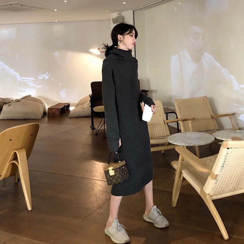 Elegant Straight Chic Warm Sweater Dress