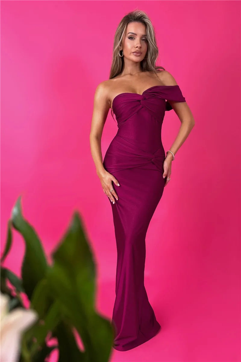 Elegant Strapless Backless One Shoulder Sleeveless Club Party Long Bodycon Dress