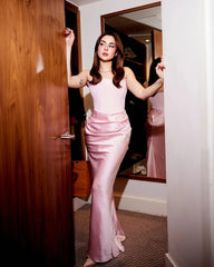 Elegant Strapless Satin Prom Party Long Corset Maxi Gala Dresses
