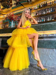 Elegant Strapless Shoulder Mesh Birthday Party Puffy Dress