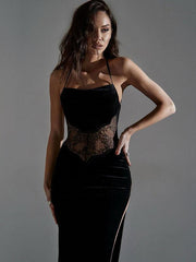 Elegant Straps Neck Sleeveless Floor Length Maxi Dress