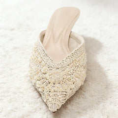 Elegant String Bead Decoration Heel