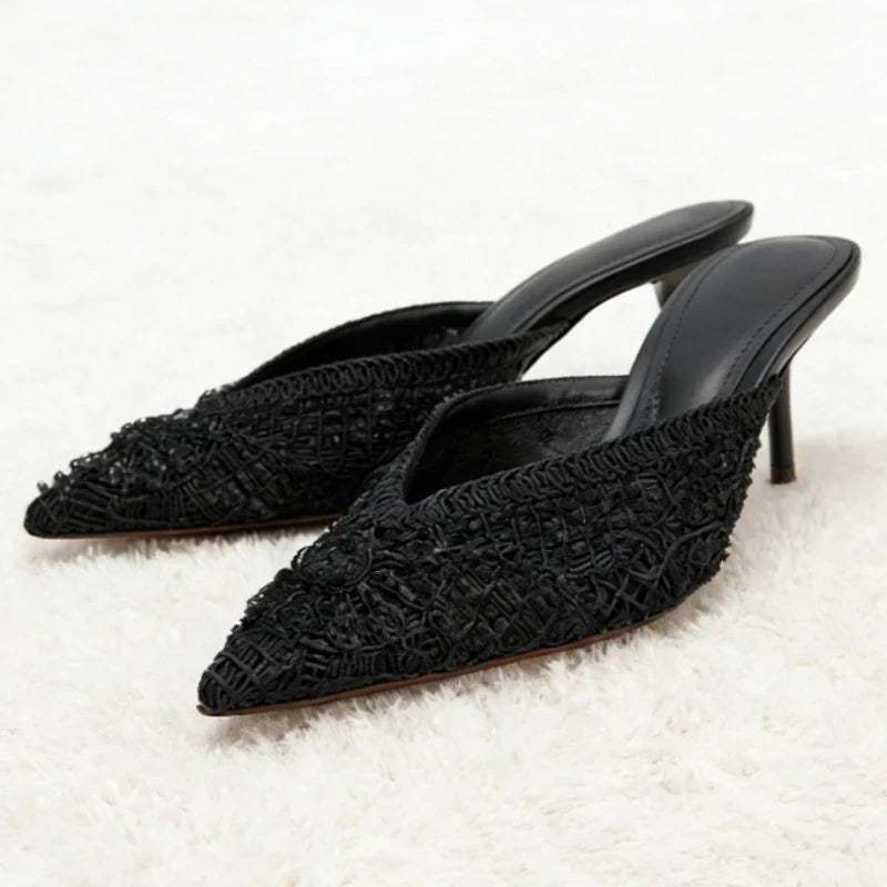 Elegant String Bead Decoration Heel