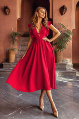 Elegant Sweet Ruffled Sleeveless Solid Color Maxi A-line Dress
