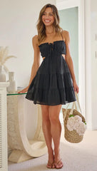 Elegant Sweet V Neck Tassel Decoration Sleeveless Backless Mini Dress