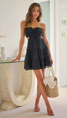 Elegant Sweet V Neck Tassel Decoration Sleeveless Backless Mini Dress