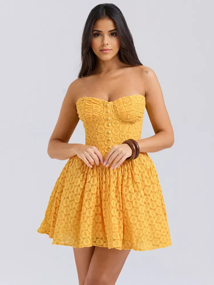 Elegant Sweetheart Neckline Backless Graduation Dating Lace Sundress