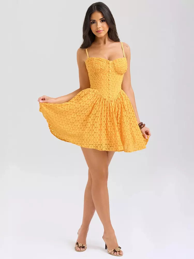 Elegant Sweetheart Neckline Backless Graduation Dating Lace Sundress