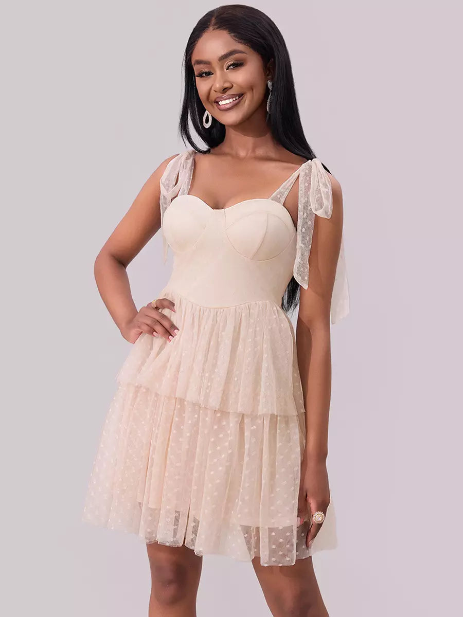 Elegant Sweetheart Neckline Layered Mini Party Dating Dress