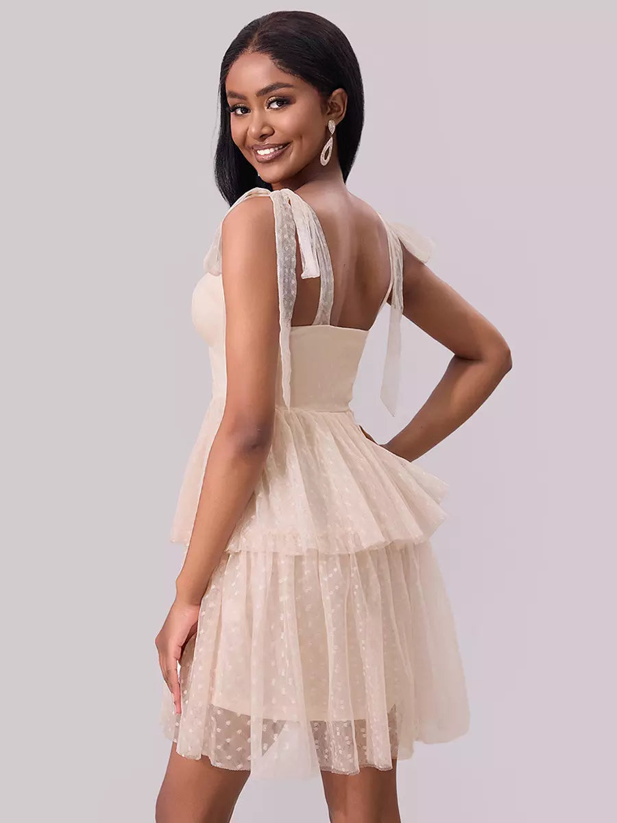 Elegant Sweetheart Neckline Layered Mini Party Dating Dress