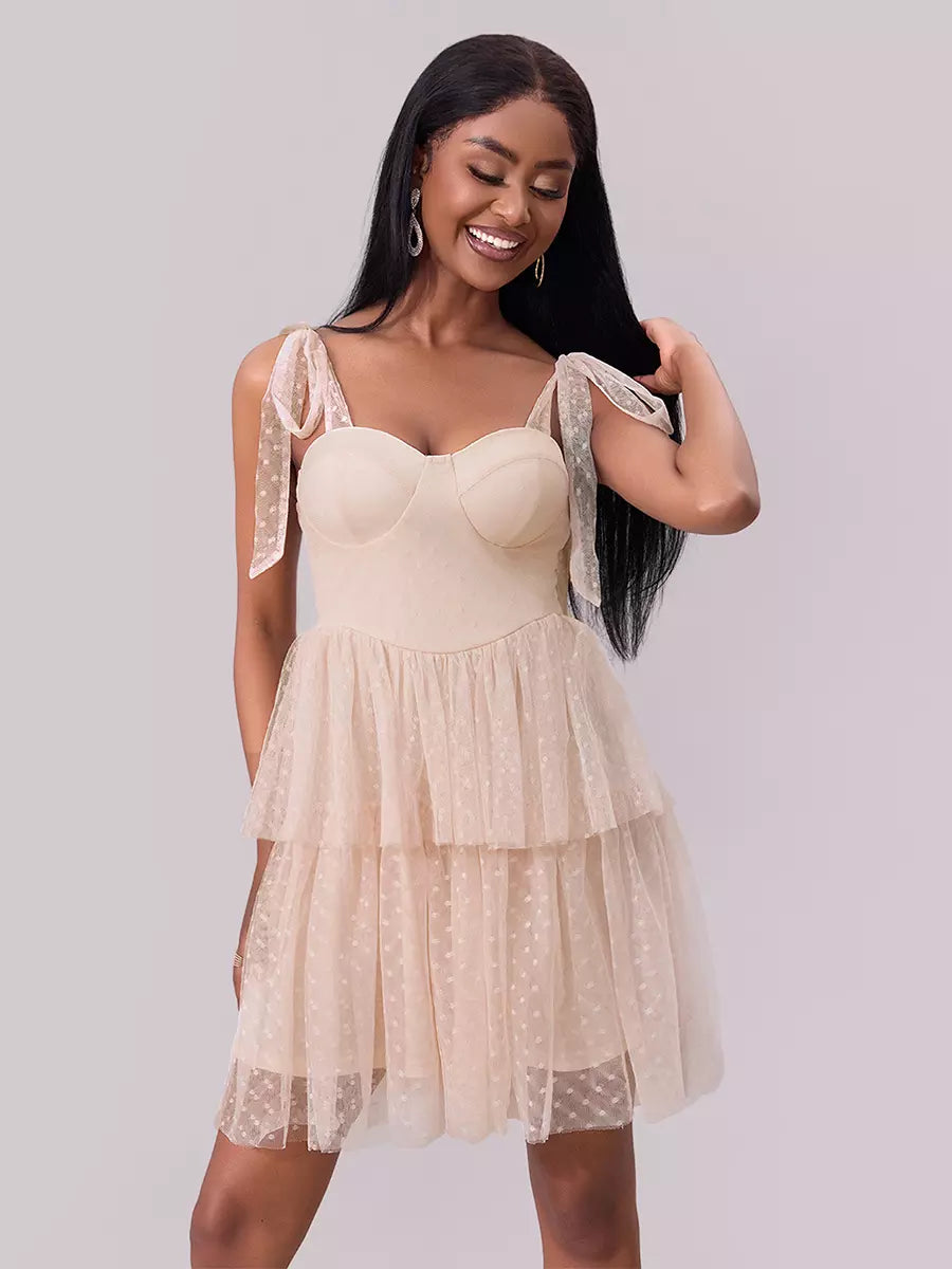 Elegant Sweetheart Neckline Layered Mini Party Dating Dress