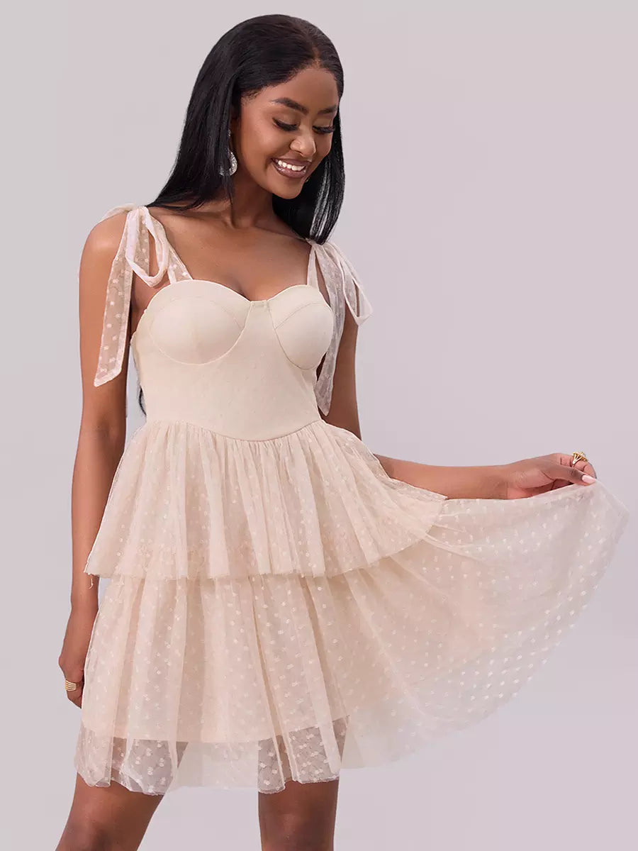 Elegant Sweetheart Neckline Layered Mini Party Dating Dress