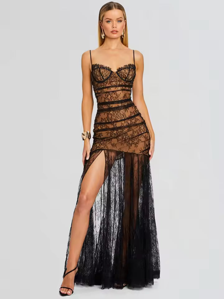 Elegant Sweetheart Neckline Slip Party Sleeveless Lace Mermaid Dress