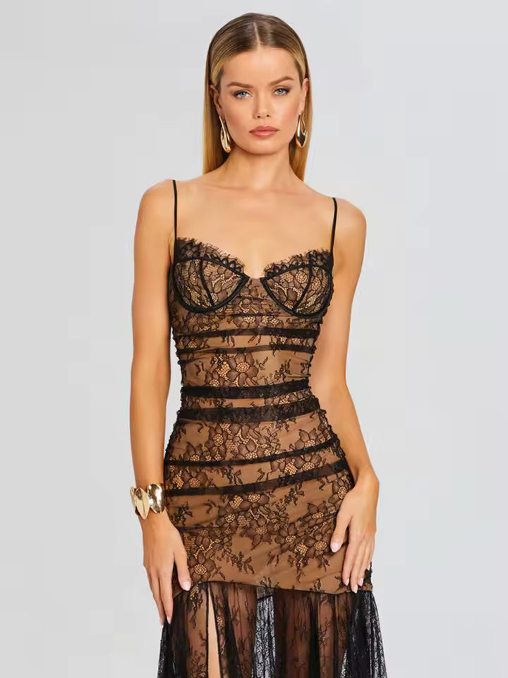 Elegant Sweetheart Neckline Slip Party Sleeveless Lace Mermaid Dress