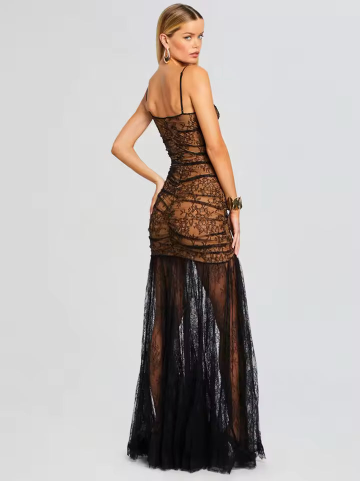 Elegant Sweetheart Neckline Slip Party Sleeveless Lace Mermaid Dress