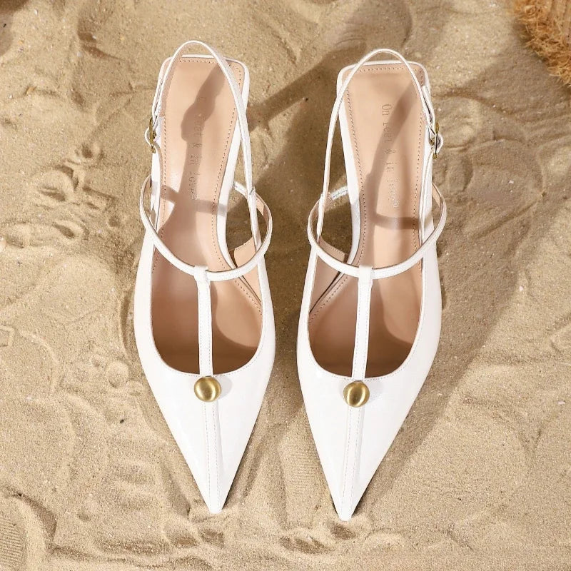Elegant T Strap Thin Heel
