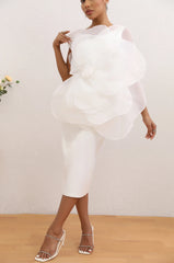 Elegant Three-Dimensional Flower One-Shoulder Medium Length Dress