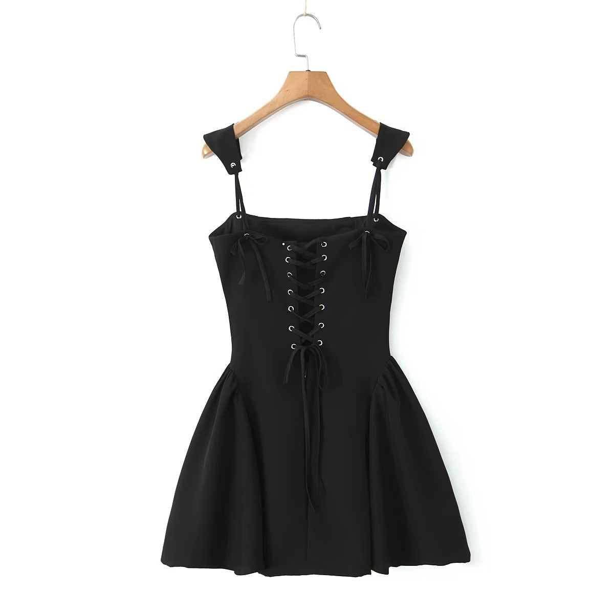 Elegant Tie Bow Rope Strap Cross Lacing Up Mini Sling Dress