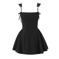 Elegant Tie Bow Rope Strap Cross Lacing Up Mini Sling Dress