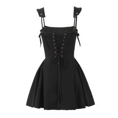 Elegant Tie Bow Rope Strap Cross Lacing Up Mini Sling Dress