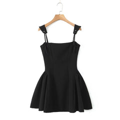 Elegant Tie Bow Rope Strap Cross Lacing Up Mini Sling Dress