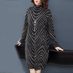 Elegant Turtleneck Knitting Party Dress