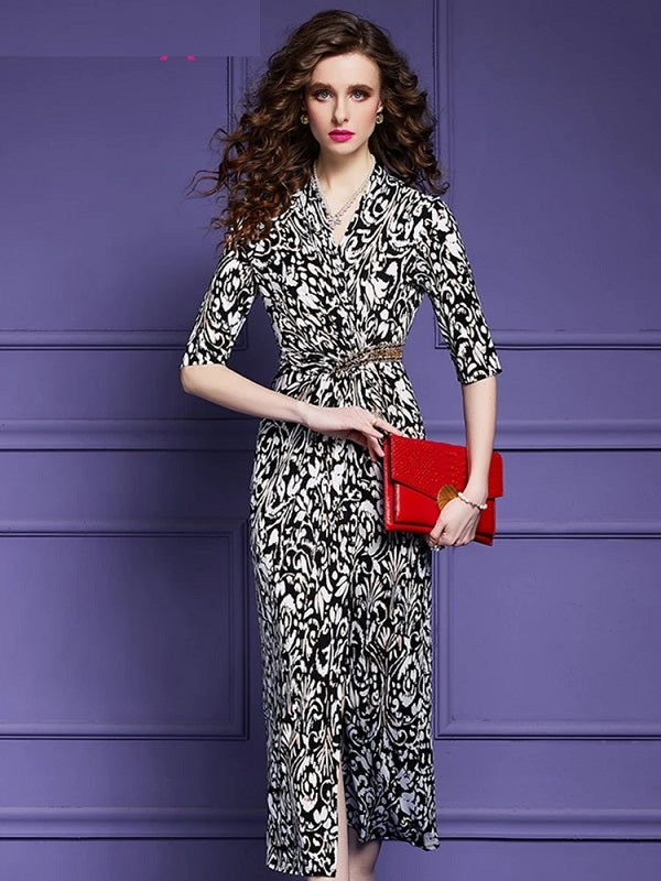 Elegant V-Neck Pencil Dress