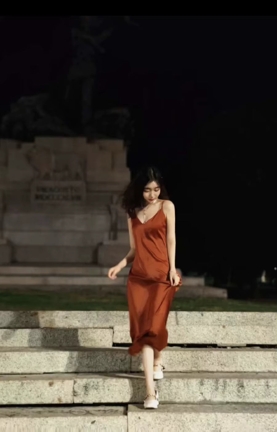 Elegant V-Neck Silk Satin Spaghetti Strap Backless Party Slip Maxi Dress