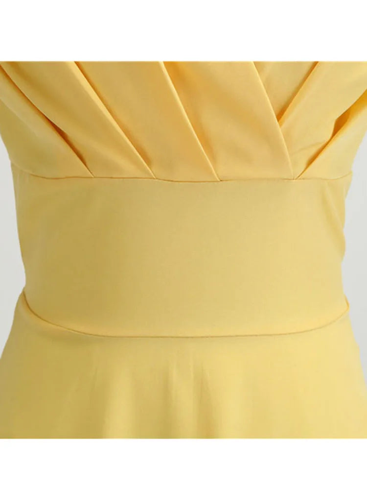 Elegant V Neck Vintage Robe Retro pin up Party Office Midi Dresses