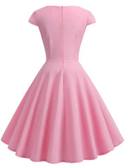Elegant V Neck Vintage Robe Retro pin up Party Office Midi Dresses