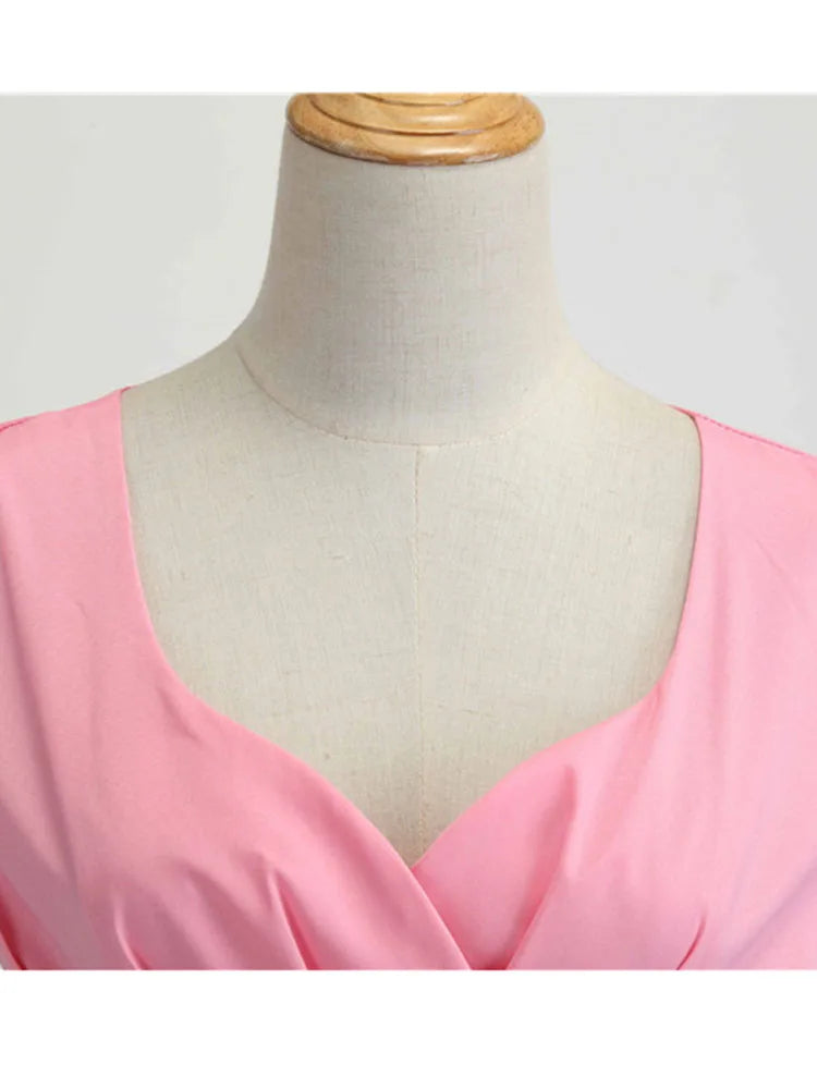 Elegant V Neck Vintage Robe Retro pin up Party Office Midi Dresses