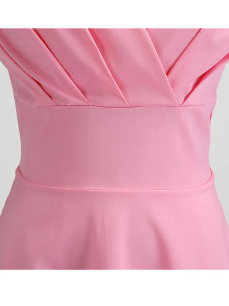 Elegant V Neck Vintage Robe Retro pin up Party Office Midi Dresses