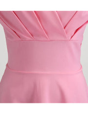 Elegant V Neck Vintage Robe Retro pin up Party Office Midi Dresses