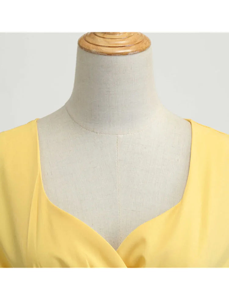 Elegant V Neck Vintage Robe Retro pin up Party Office Midi Dresses