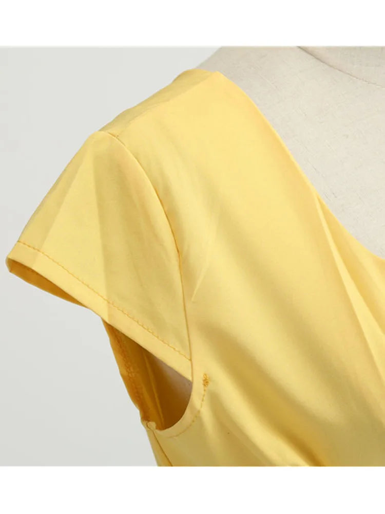 Elegant V Neck Vintage Robe Retro pin up Party Office Midi Dresses