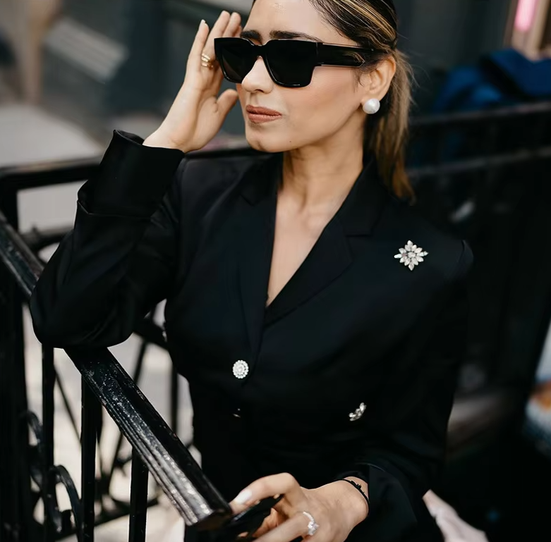 Elegant V-neck Chic Button Long Sleeve Pleated High Street Office Casual Mini Dresses