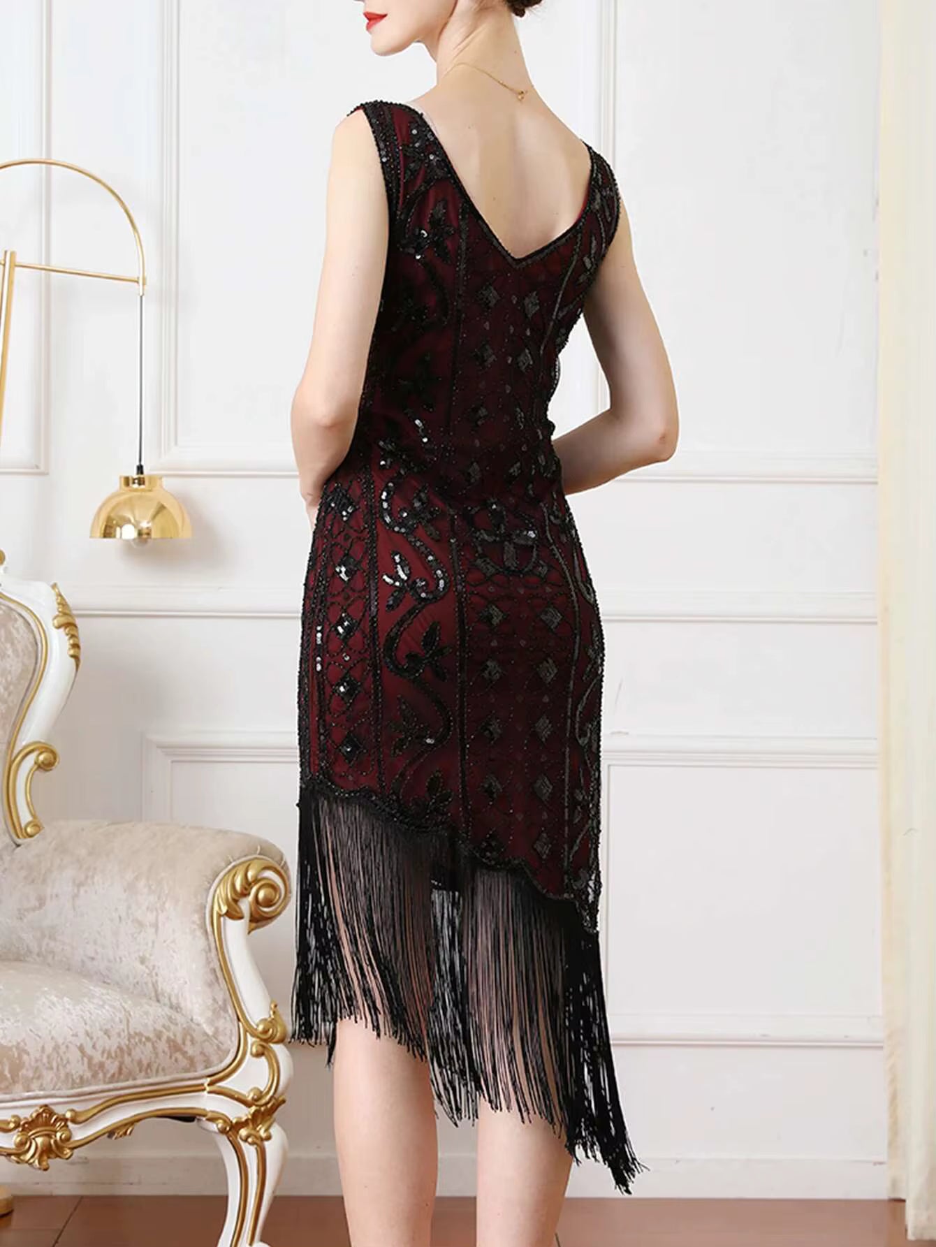 Elegant Vintage Backless Sequin Bodycon sleeveless Midi Prom Dresses
