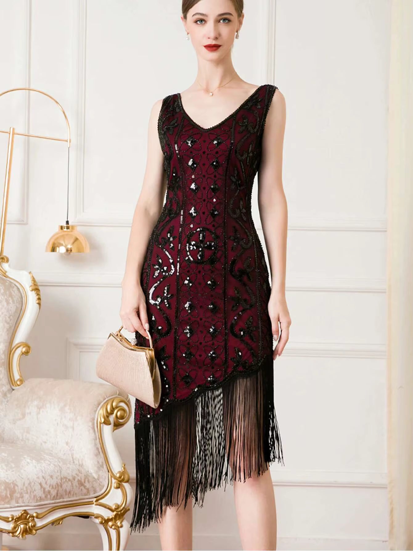 Elegant Vintage Backless Sequin Bodycon sleeveless Midi Prom Dresses