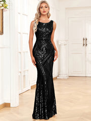 Elegant Vintage Sequin Floor-Length Bodycon Birthday Party Maxi Dress