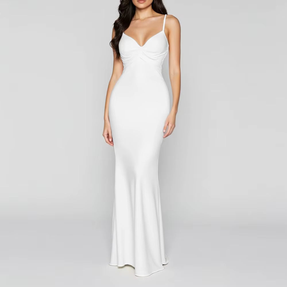 Elegant Waist In Design Ankle-Length Hollow Out Maxi Backless Dresses