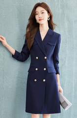 Elegant Waist Turn Down Collar Long Sleeve Suit Blazer Dress Business Suit