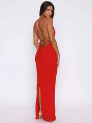 Elegant With Plunge V-neck Party Bodycon Maxi Slip Dress
