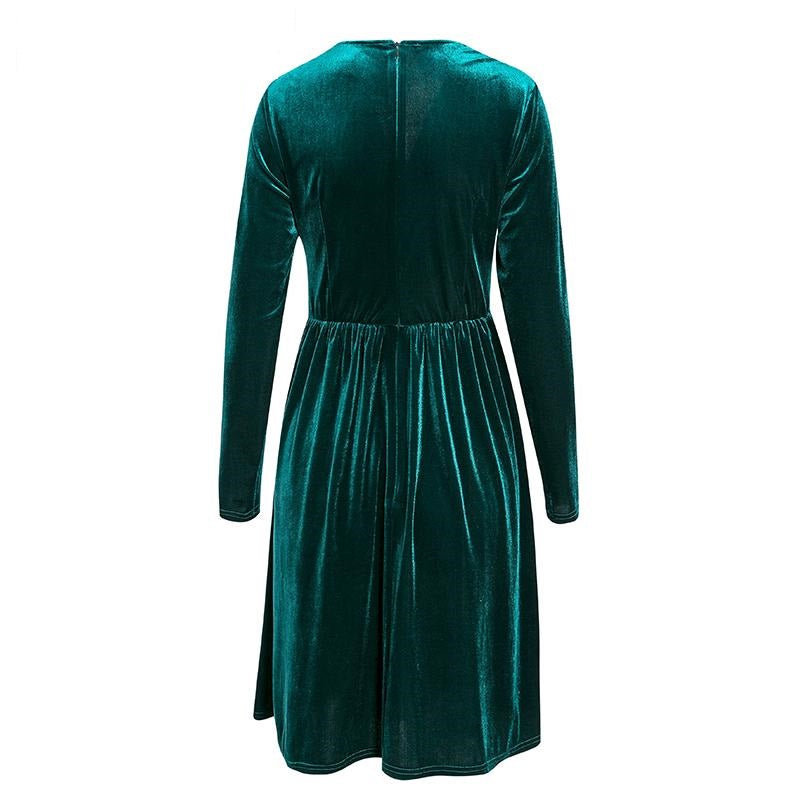 Elegant long sleeve crystal ruched short party dress