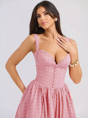 Embroidered With Plunging V-Neck Events Midi Sundress