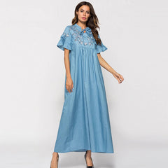Embroidery Casual Floor-Length Dress